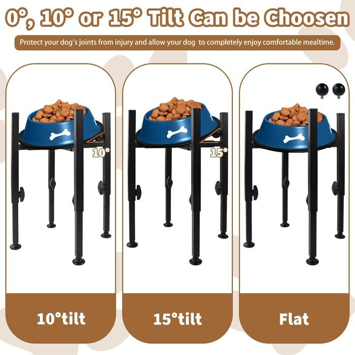 Підставка для миски для собак з підставкою для лап, регульована по висоті (15-26 см), металева, для води та корму, для маленьких, середніх та великих собак (лише стійка)