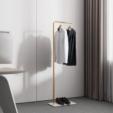 Metal Clothes Rack - 150cm Modern Clothes Stand for Clothing, Bags, Shoes, Coat Rack for Entryway, Living Room, Bedroom, Office (Gold)