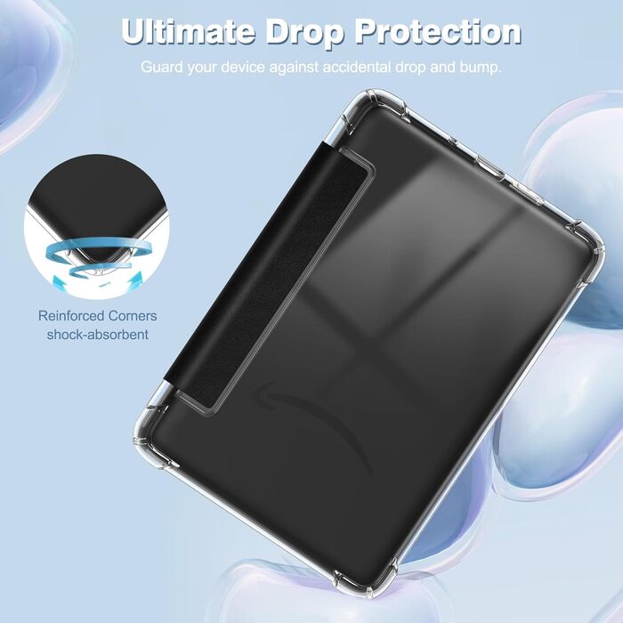 Чохол Fintie для Kindle 6 (11 покоління) 2024/2022, прозорий, TPU, з авто-активацією сну/пробудження, для Kindle Basic 2024, чорний