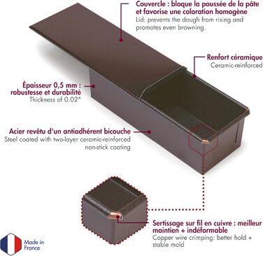 Форма для тостів Gobel з кришкою, сталь, антипригарне покриття, 25x9.3x7.6 см