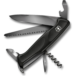Швейцарський ніж Victorinox Ranger Grip 55 Onyx Black – мультитул з 12 функцій, чорний, 130 мм