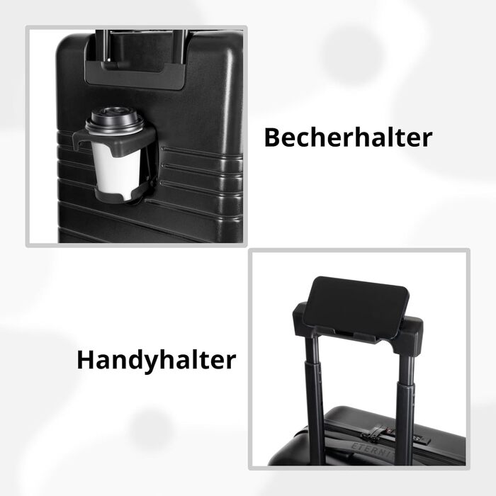 Валіза ETERNITIVE з ABS пластику, Rollkoffer, Reisetrolley, легка з подвійними колесами 360°, валізна коробка з TSA-замком, ручна поклажа (S), чорна