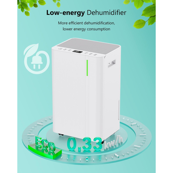 Електричний осушувач повітря для дому, квартири, підвалу. Тиха робота, 3 режими, таймер 24г, автоматична відтавлювання, 20л/день