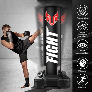 Boxsack Freistehend 175см JUOIFIP - Комплект для боксу з насосом та рукавичками, для кікбоксингу, MMA, Муай Тай, домашні тренування