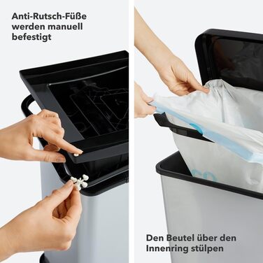 Відро для сміття Ho Paso 20л з кришкою, пластик (PP перероблений), BPA-free, блакитне