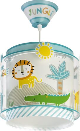 Dalber Children's Lamp Pendant Light Hanging Lamp My Little Jungle Jungle Animals Lions Elephants Giraffes Crocodile, Colorful