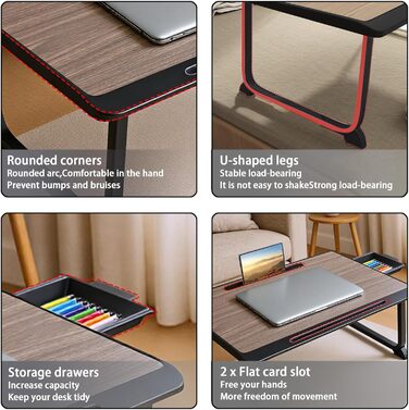 Стіл-підставка для ноутбука в ліжко, для роботи та відпочинку, 60x40 см, коричневий