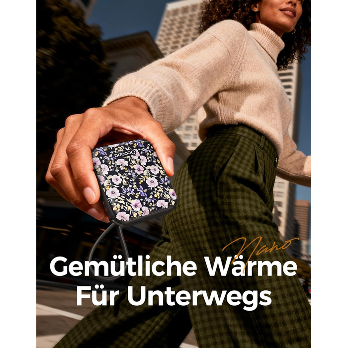 Електричні грілки для рук Ocoopa 2 шт., багаторазові 4000mAh, USB, 3 рівні нагріву, до 52°C, подарунок на Новий Рік, для зими, катання на лижах, подорожей та активного відпочинку, UT5 Nano Wiesengeflüster (Ocoopa x Artist Edition) (Nachtlicher Garten (Oco