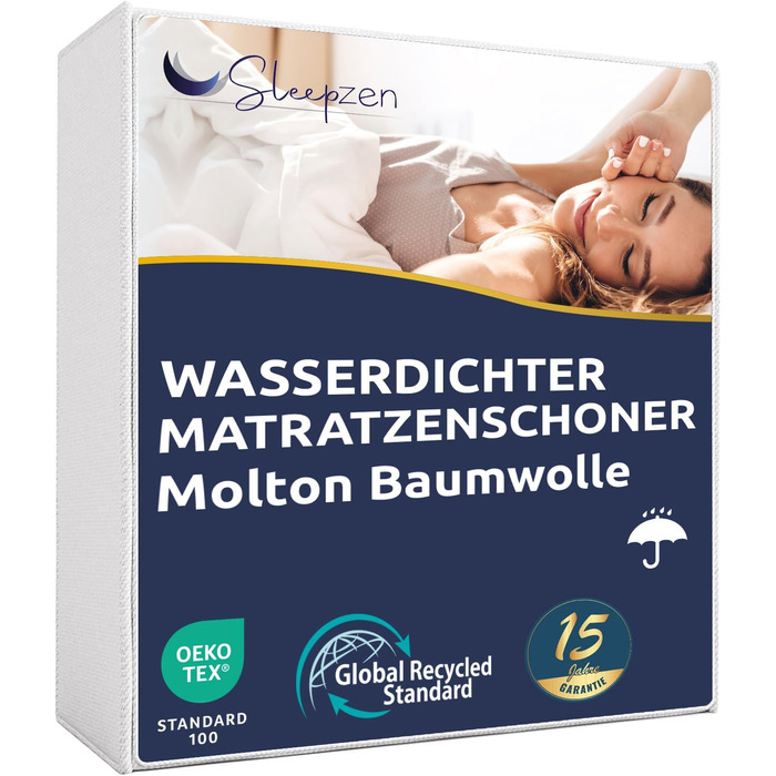 Waterproof Mattress Protector 90x200 Molton 100% Cotton, Mattress Cover with Wet Protection, Breathable, Latest Version of Bed Pad with Wet Protection - Made in EU