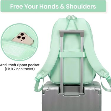 Шкільний рюкзак Tanou для дівчаток, підлітків, 3-7 клас, велика місткість, легкий нейлон, стильний, зелений