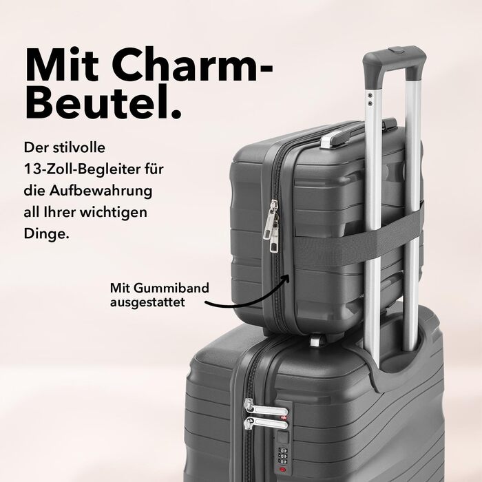 Набір валіз Travel One з жорстким корпусом, 4 предмети, антрацит (32/60/98 л), з кодовим замком та колесами 360°
