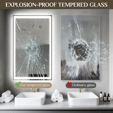 Дзеркало для ванної кімнати Clevich з підсвічуванням 70x50 см, LED, 3 кольори світла, регулювання яскравості, захисне скло, сенсорне керування, функція пам'яті, антизапар, 100x60 см