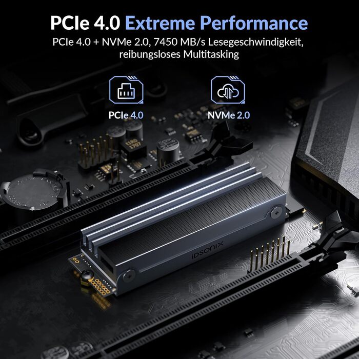 SSD iDsonix NVMe M.2 PCIe 4.0 1TB (7300 МБ/с, 5000 МБ/с) для ПК, ігор та відеомонтажу