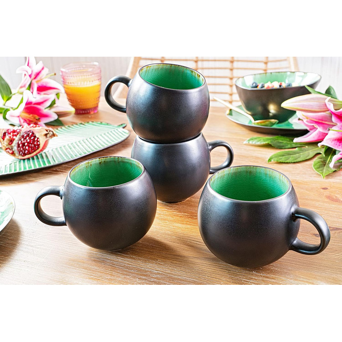 Набір чашок для еспресо Sänger Palm Beach (8 шт.) з блюдцями, 80 мл, кераміка, сучасний дизайн, PREMIUM COLLECTION