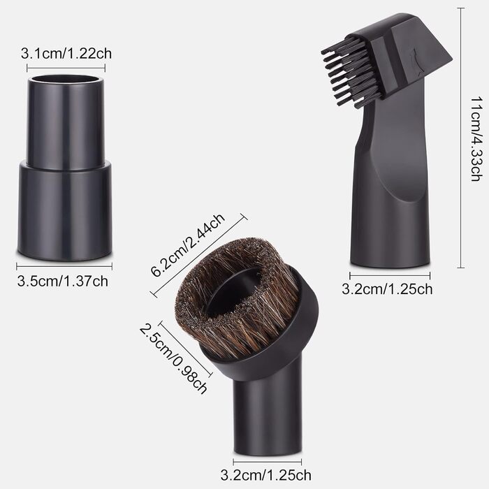 Насадки для пилососа: насадка для м'яких меблів, щітка для килимів, універсальний адаптер 32-35 мм