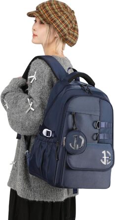 Шкільний рюкзак JANSBEN для підлітків (хлопців та дівчат), водонепроникний, з декількома відділеннями, для школи та подорожей, ідеальний для 5 класу (темно-синій)