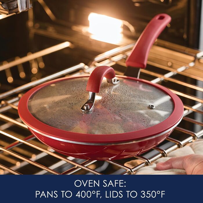 Набір кухонного посуду Rachael Ray Cook + Create, 10 предметів, антипригарне покриття, Agave (червоний)