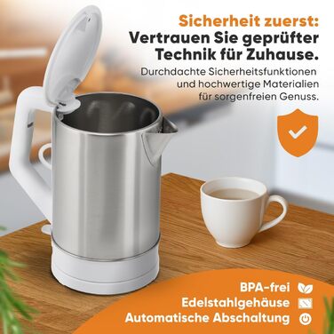 Електричний чайник Bomann WKS 3002 CB: нержавіюча сталь, 1,5 л, BPA free, зручне управління, білий