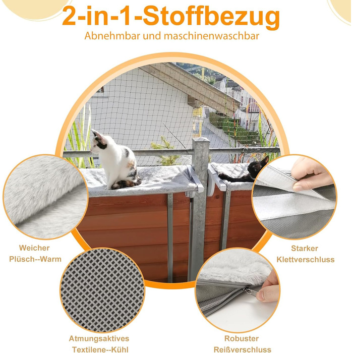 Cat Bed Balcony Window Hammock for Radiator/Heater, 67.5 * 34.5cm Window Hammock for Cats, Cat Window Bed, Window Spots, Cat Bed, Window Sill, Window Bed Spot (L)