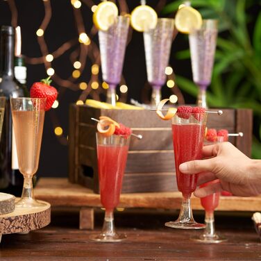 50 преміум келихів для шампанського MATANA з золотим гліттером, 150 мл - багаторазові келихи для шампанського, коктейлів, десерту та вина. Пластикові келихи для вечірки та весілля, 50 шт.