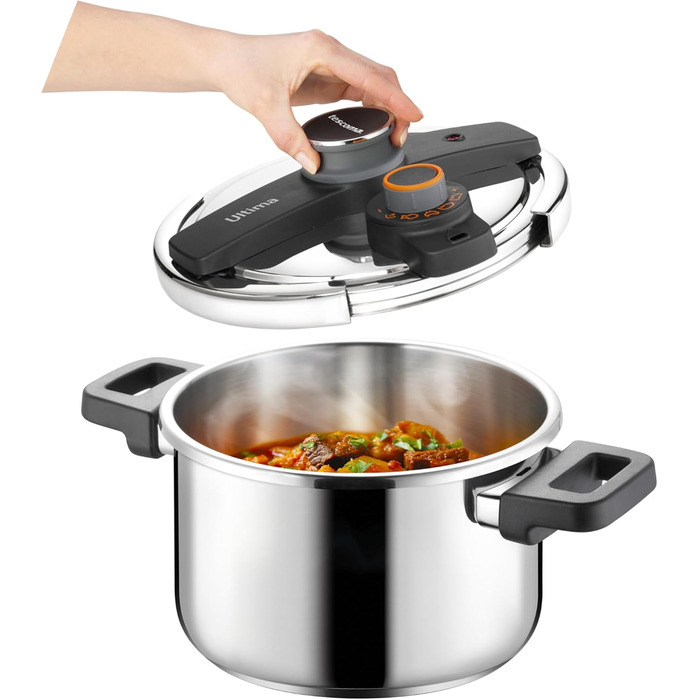 Каструля-скороварка Tescoma ULTIMA 6 л, індукція, з датчиком тиску, срібна