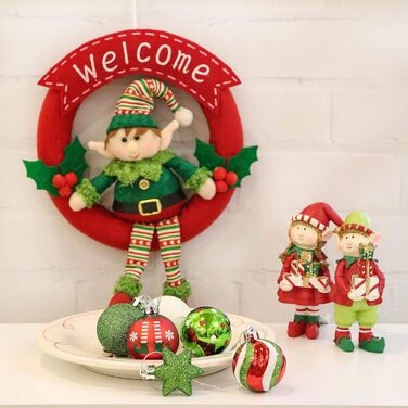 Набір ялинкових прикрас Victor's Workshop 35 шт. 5 см, пластикові кулі, червоно-зелено-білий декор для ялинки