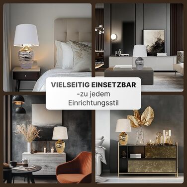 ARTE LAMP Poppy LED лампа настільна з кабелем – Хром/Біла настільна лампа з абажуром з білого текстилю для вітальні та спальні (Хром)