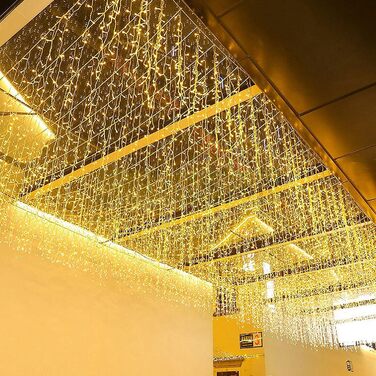 Ланцюжок прикрас 10м 400LED, штора з підсвічуванням, для дому та вулиці, 8 режимів, тепле біле світло, EU штекер, ефект імітації снігу, для декорування на Різдво