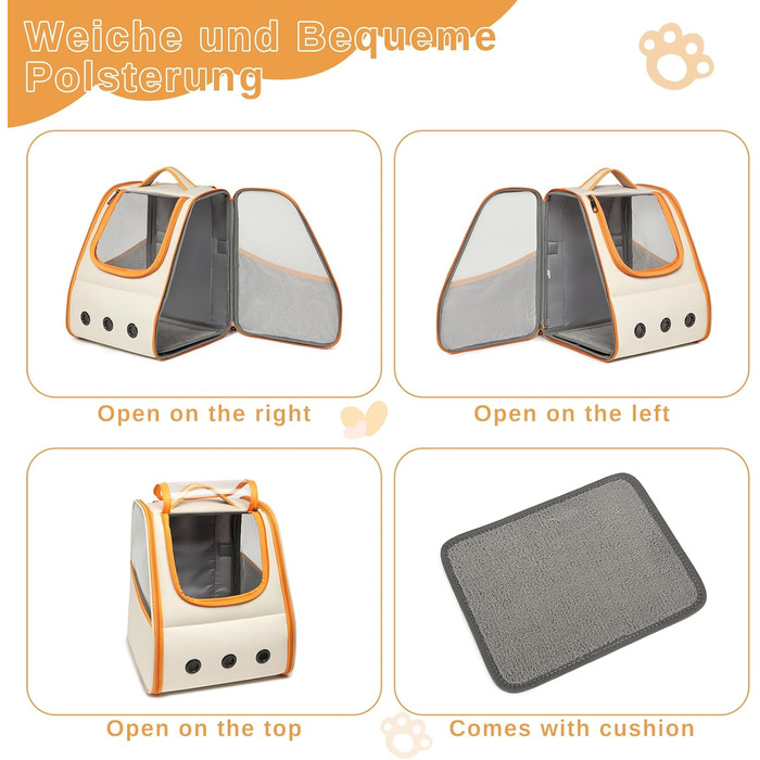 Рюкзак для кота/собаки, складаний, з вентиляцією, оранжево-білий