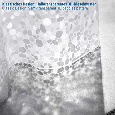 Шторка для душу Ecooe 3D ромби, прозора, 100% EVA матеріал, вологостійка, антигрибкова, 240 x 200 см, з 16 кільцями, для ванної кімнати, товщина 0,15 мм (240 x 200 см)