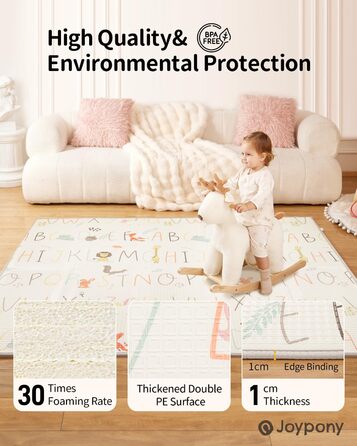 Дитячий килимок для ігор Krabbelmatte, 150x180 см, водонепроникний, антиковзкий, з сумкою для перенесення, алфавіт