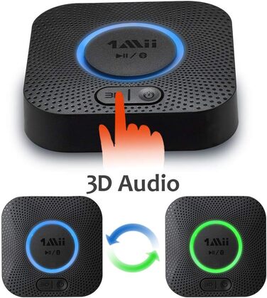 1Mii B06HD Bluetooth 5.1 Аудіоприймач: HiFi, aptX HD, Low Latency, 3.5mm/Cinch, 15 годин, Чорний