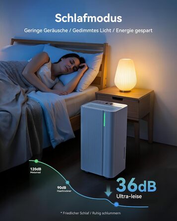 EUHOMY Електричний осушувач повітря 12л/24г, тихий та енергоефективний, з відведенням води, автоматичним розморожуванням, 3 режими, для квартири 25м²/122м³, спальні, підвалу