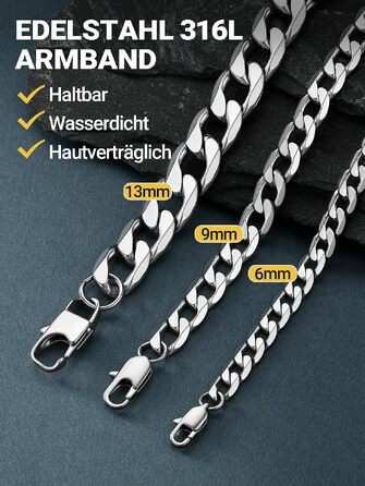 Чоловічий браслет-ланцюг PROSTEEL з нержавіючої сталі, класичний панцирний стиль, сріблястий, 19 см, ширина 6 мм
