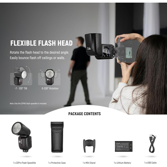 NEEWER Z2-N: Спалах 2.4G TTL з круглим голівкою для Nikon, 76W, покращена панель керування, моделювальна лампа, TTL/M, HSS 1/8000s, акумулятор 2600mAh