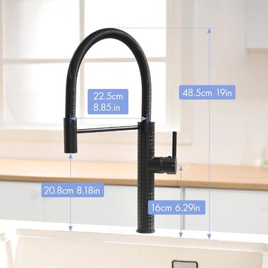 Сучасна кухонна змішувач AIMADI з висувною лійкою, поворотним гусаком на 360°, чорний/рожеве золото, для кухні та мийки