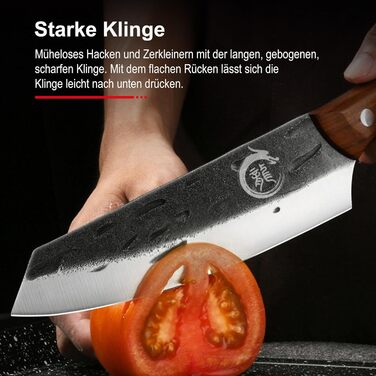 Ніж кухарський Plys 20 см, професійний, з високоякісної нержавіючої сталі, з ергономічною ручкою (чорний)