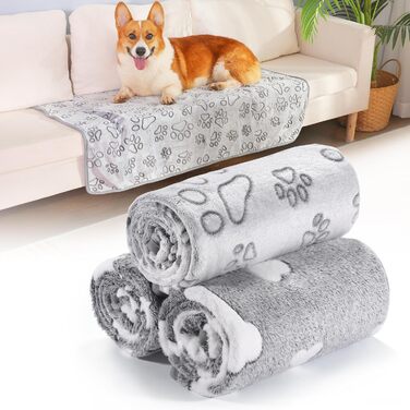 3 штуки флісові підстилки для собак - миючі, 104x76 см, сірі. Підстилки для собак, котів, цуценят. Захист диванів та ліжок.