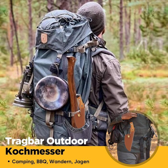 Ніж кухарський OOKUU, м'ясний тесак з точилкою та шкіряною піхвою, професійний ніж для обвалювання, гострі кухарські ножі в японському стилі, тесак для кухні на відкритому повітрі