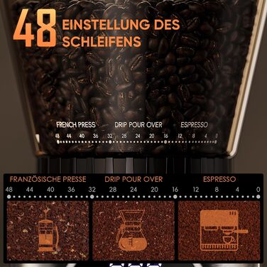 Електрична кавомолка Biolomix для еспресо з регулюванням помелу та контейнером для портафільтра (CG210-2)