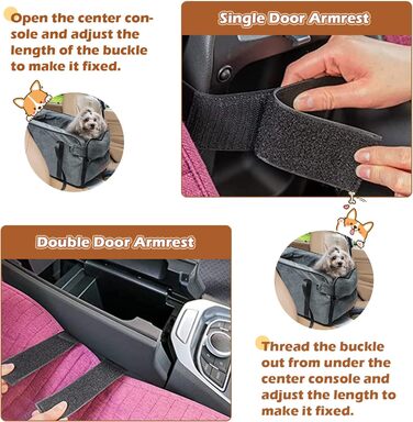 Автокрісло для собак та котів, до 6 кг, знімний та миючий чохол, для середньої консолі, замша