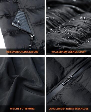 Електрична гріюча жилетка для чоловіків з акумулятором USB, 10000mAh, 4 зони нагріву, 3 режими температури, для зимових прогулянок, машинне прання