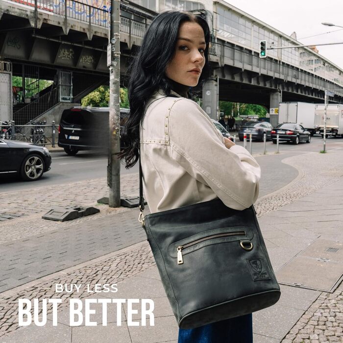 Сумка через плече Berliner Bags Siena Vintage з натуральної шкіри, сіра. Жіноча сумка-месенджер
