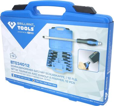 Набір ударних викруток BRILLIANT TOOLS BT034012, 12 шт, з ковпачком для ударів [KS TOOLS]
