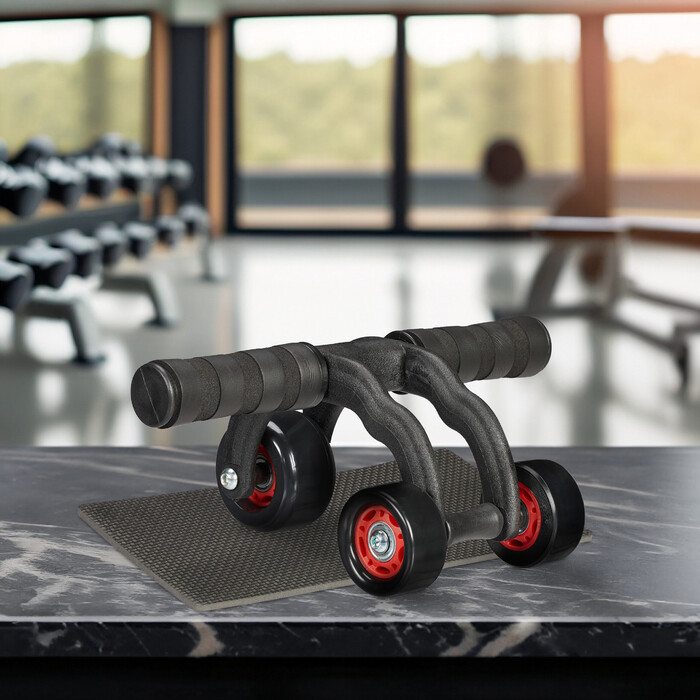 Relaxdays Ab Roller 3 Wheels with Knee Pad