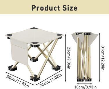 Зручний складаний стільчик для кемпінгу та відпочинку на природі, 28 см