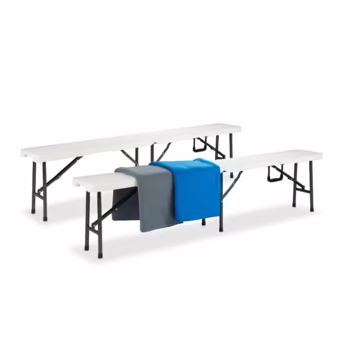 Relaxdays Beer Bench, Set of 2, White