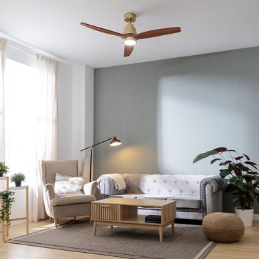 Стельовий вентилятор Cecotec EnergySilence Aero 5275 DarkWood з LED підсвічуванням та пультом, 40W, 52