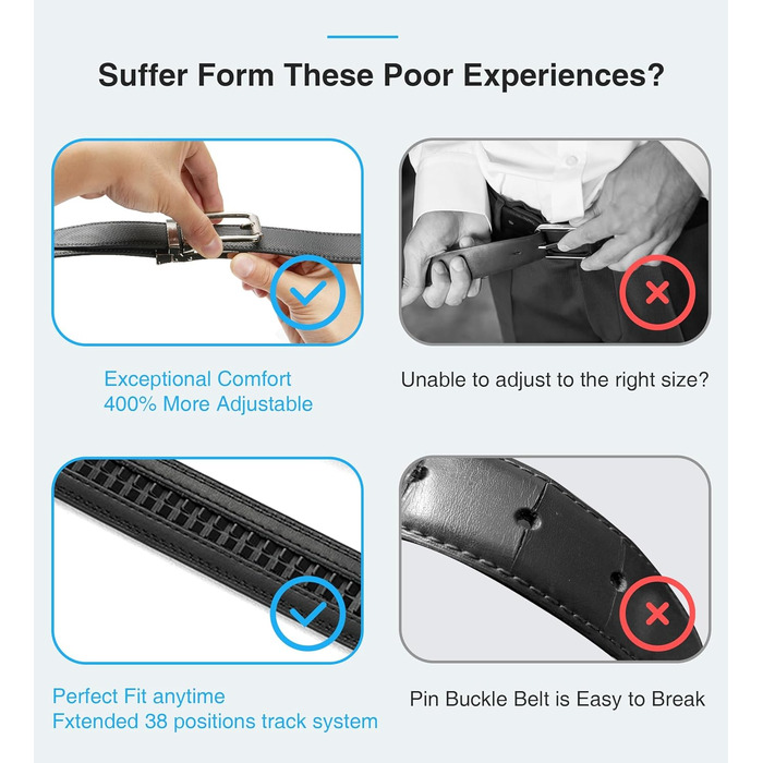 Чорний шкіряний ремінь CHAOREN для чоловіків – автоматичний ремінь без пряжок для костюма та повсякденного одягу (ширина 35 мм)