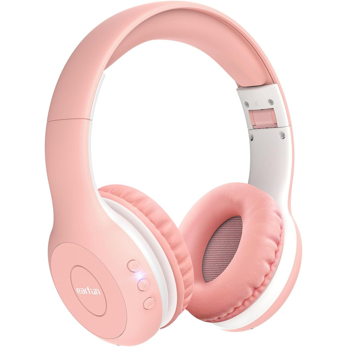 Бездротові навушники EarFun для дітей, Bluetooth, регулювання гучності 85/94 дБ, Hi-Fi звук, HD-мікрофон, 40 годин роботи від акумулятора, складні, регульовані, рожеві